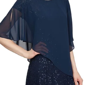 Shawl Beaded Shoulders Navy