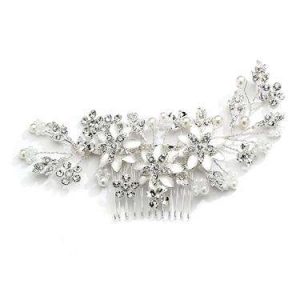 Pearls & Crystal Floral Sprays - Silver