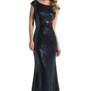 Sequins Dress Navy Drop Back Manon