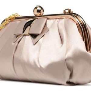 Selskapsveske Satin Bow Folded - Champagne/Gold
