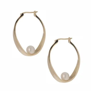Øredobber "Pearl in Golden Ring Gold"