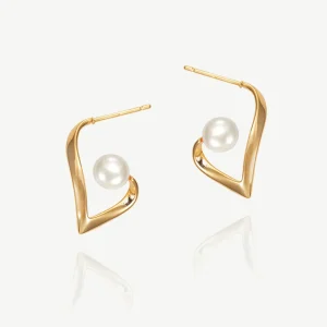 Øredobber "Miami Rhodium Pearl Abstract Gold"