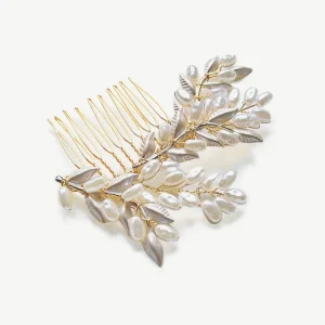 Hårclip "Summer Glow Leafy Comb Gold"