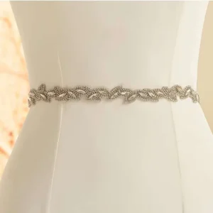 Brudebelte "Leafs" - Silver/ivory Onesize
