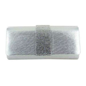 Selskapsveske Centered Rhinestone Clutch - Silver
