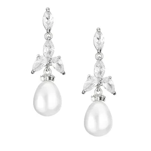 Øredobber "Crystal Pearl-drop" Silver
