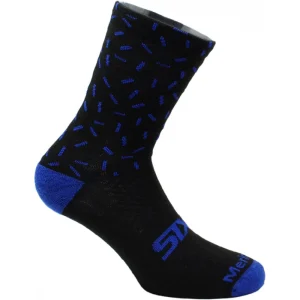 SIXS SHORT MER. WOOL SOCKS BLACK/BLUE LINE
