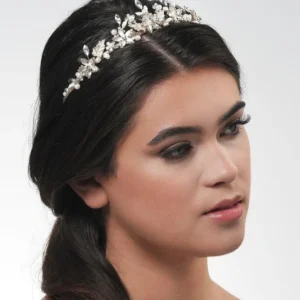 Tiara med blomster- og blader detaljer - Gold